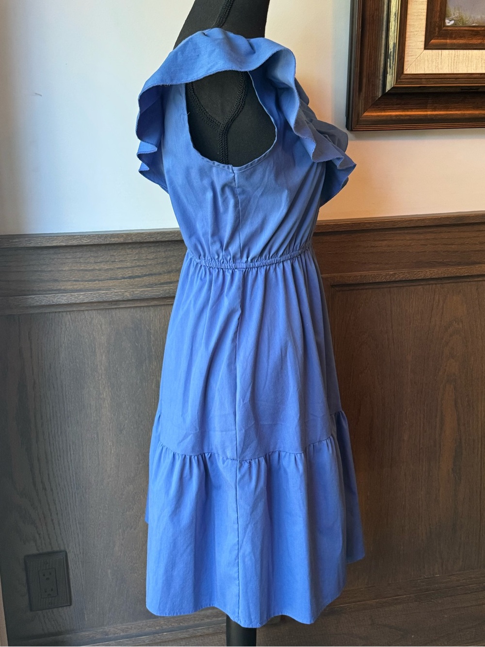 Indigo Rose Women's Blue Ruffle V-Neck Tiered Midi Dress small - Picture 5 of 8